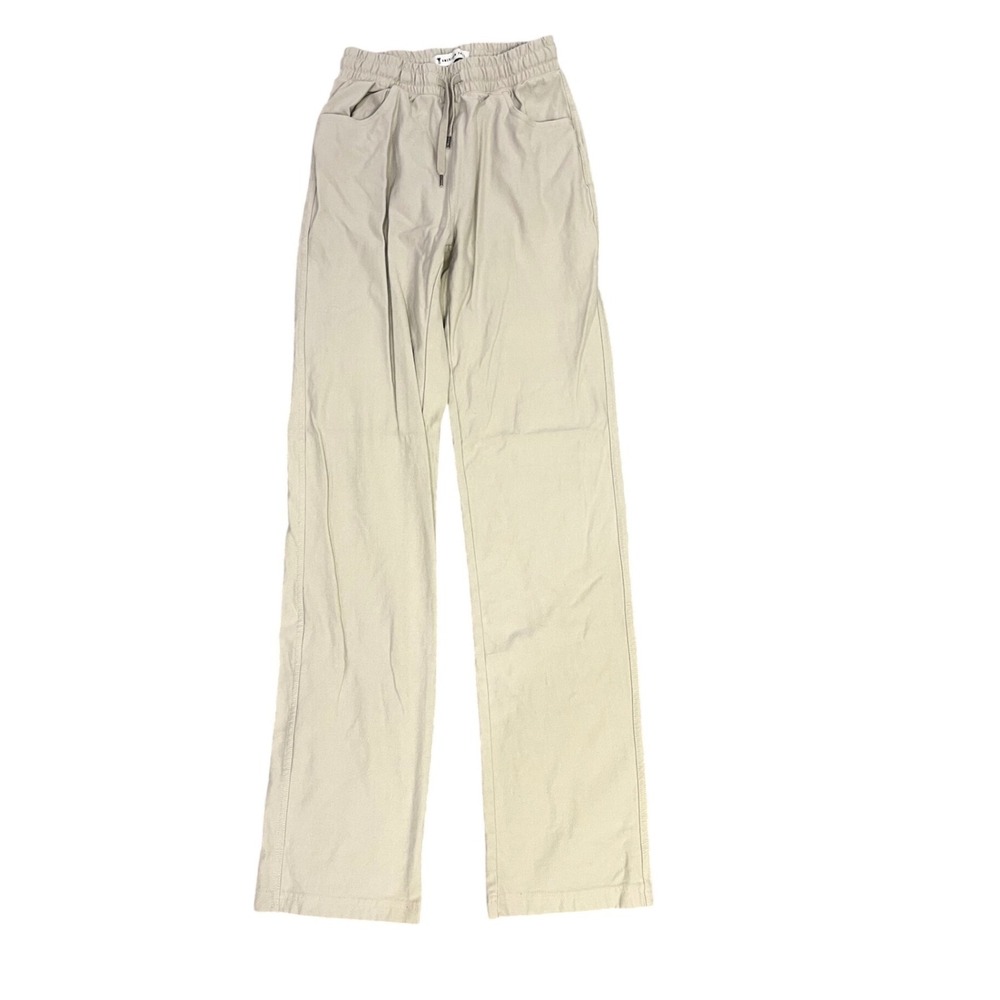 American Tall‎ Womens XS Tall Beige Straight Leg Drawstring Pants NEW - Picture 2 of 12